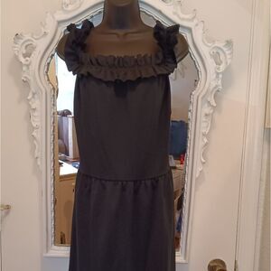 Black Ruffled Off-the-Shoulder Dress